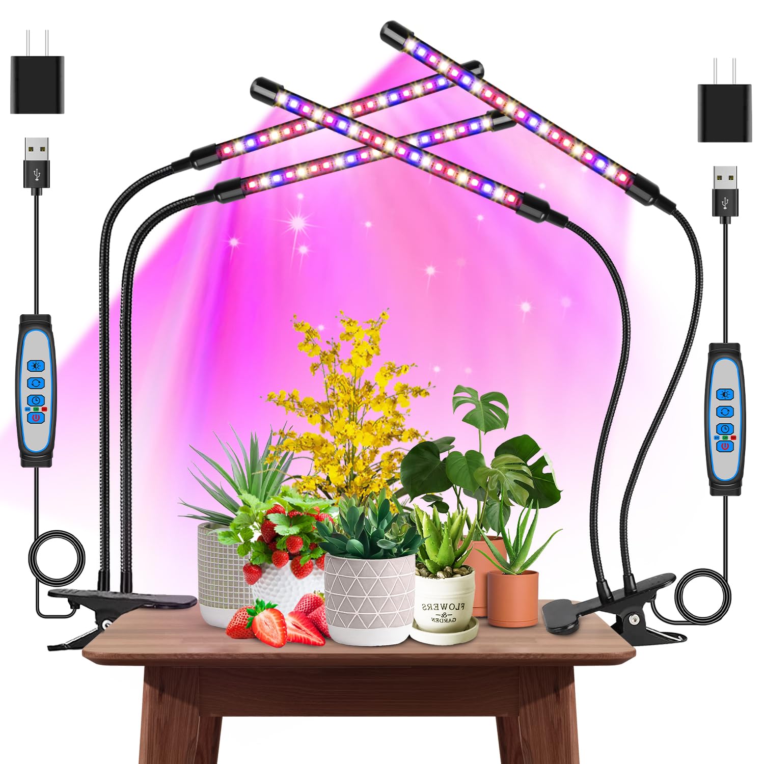 Garpsen vista frontal del pack de 2 luces, ahorro energético