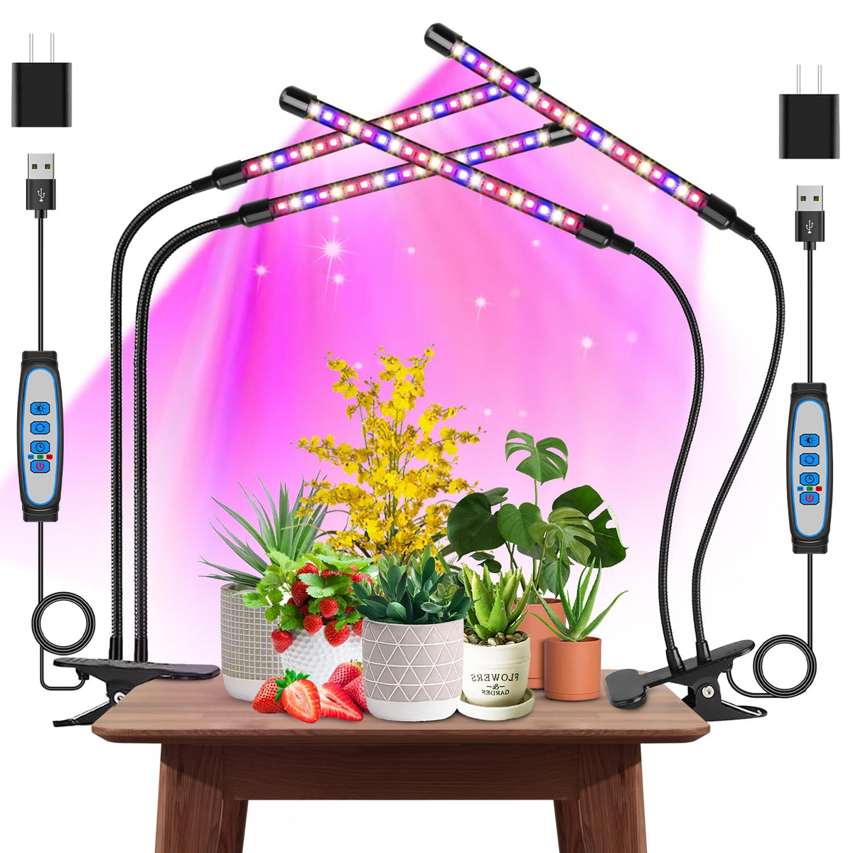 Garpsen vista frontal del pack de 2 luces, ahorro energético