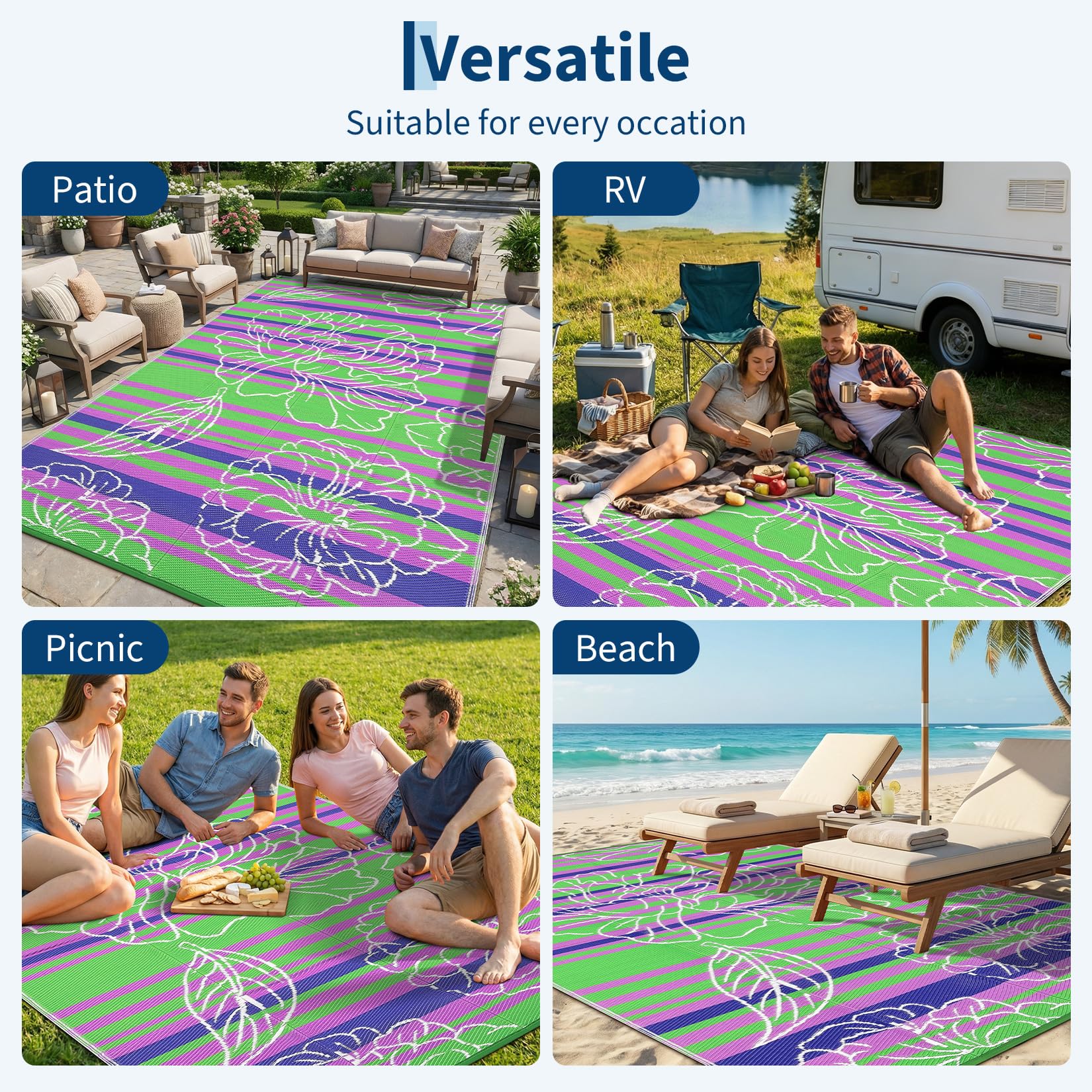 Garvee alfombra en camping escena ideal para picnic y uso en exteriores