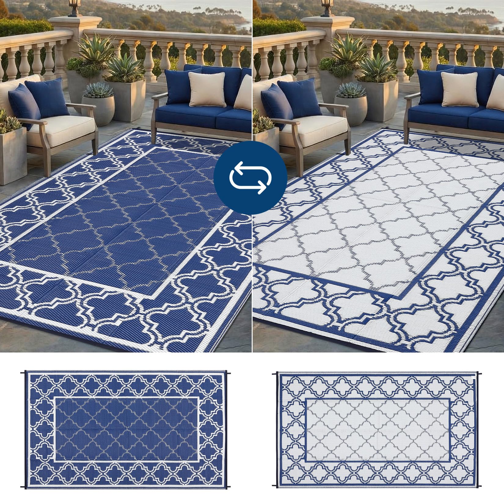 Garvee alfombra colocada en patio para comodidad y estilo exterior