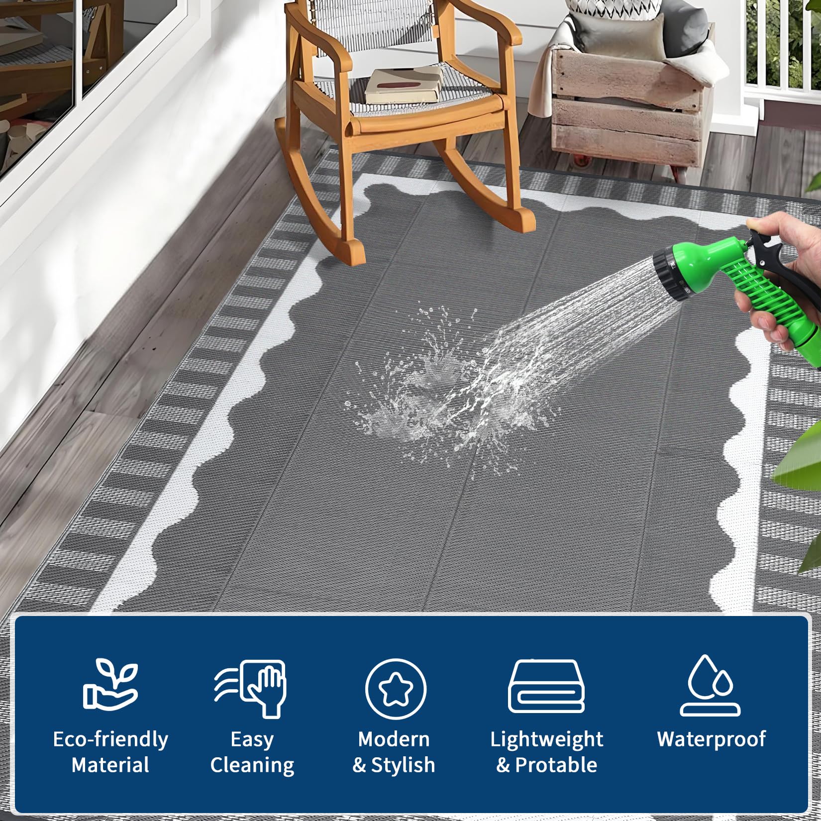 Garvee alfombra en patio con muebles demostrando ambiente acogedor