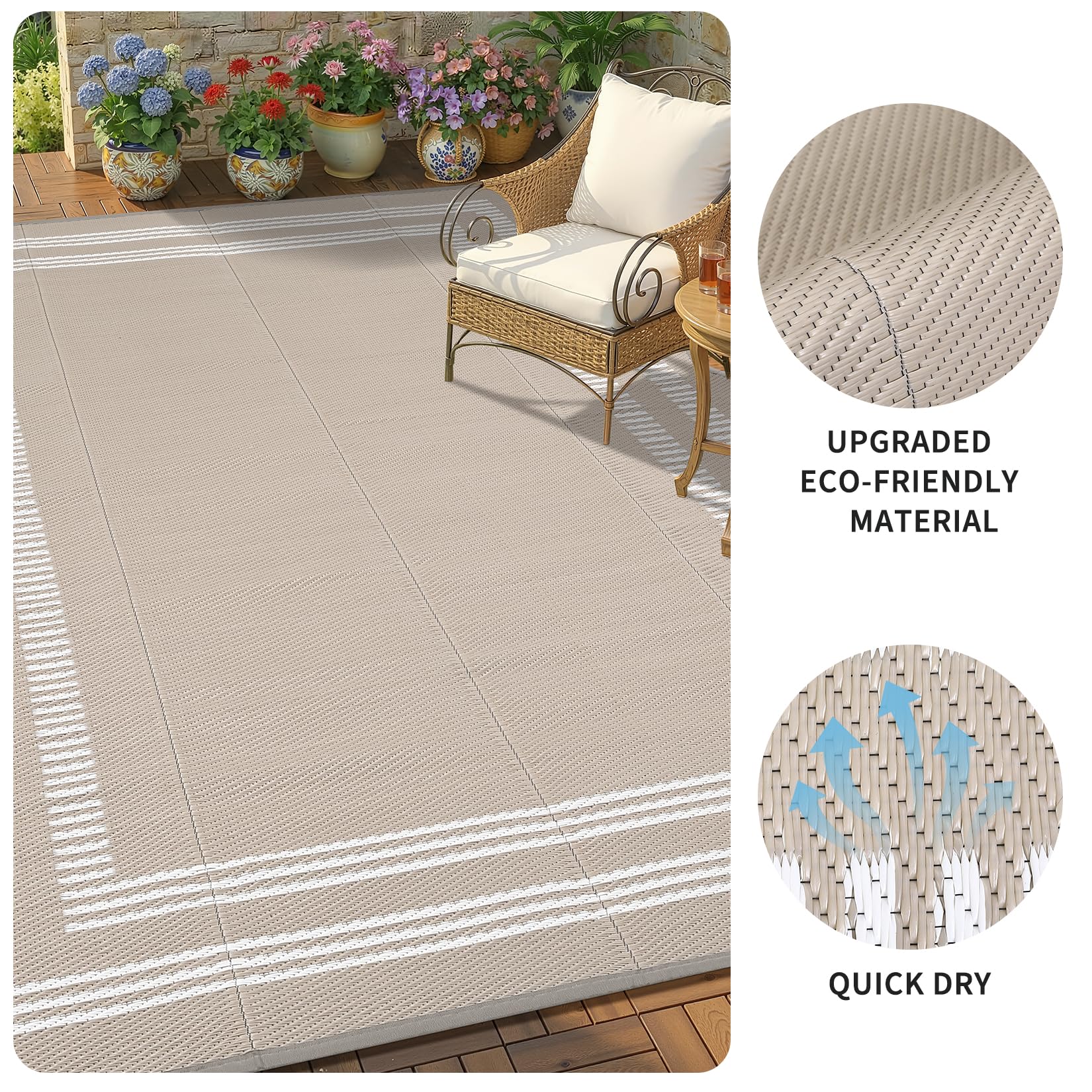 Garvee alfombra en uso en patio con muebles, comodidad y estilo
