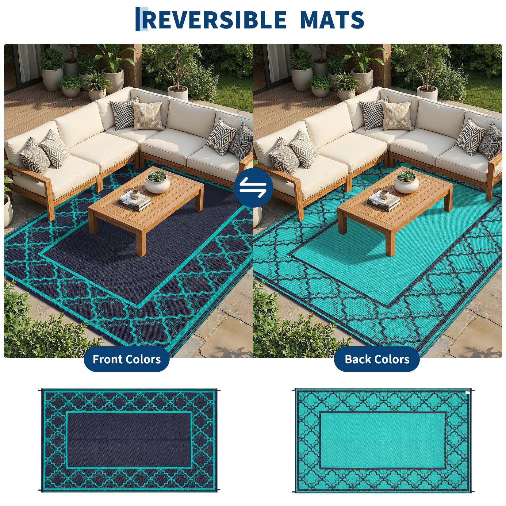 Garvee alfombra en uso sobre terraza creando zona cómoda y protegida