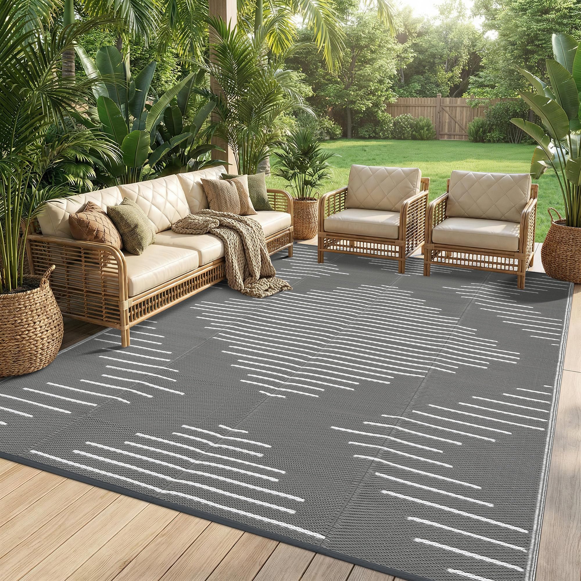 Garvee alfombra exterior 5x8 vista frontal, protección durable