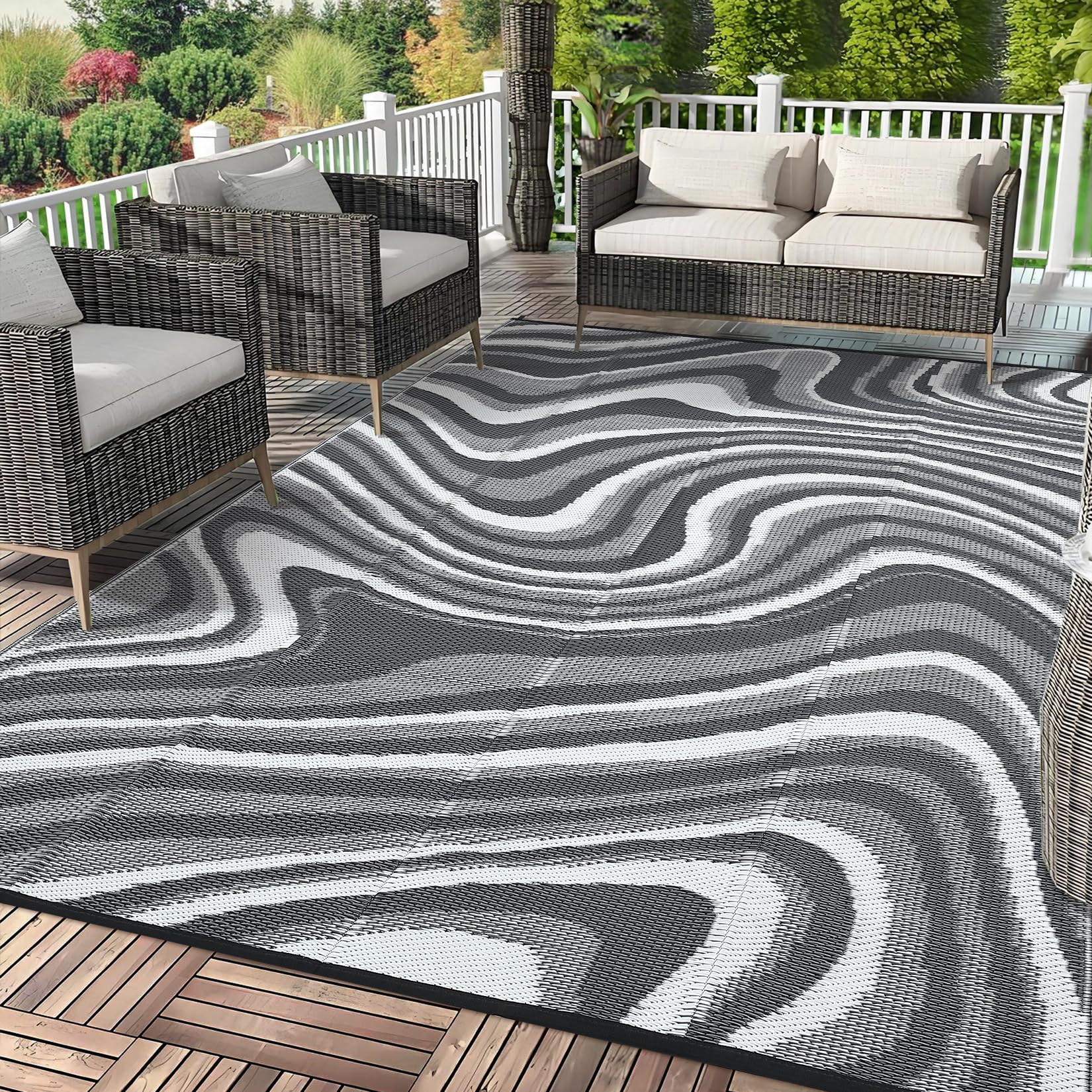Garvee alfombra exterior frontal mostrando diseño Quicksand y beneficio estético