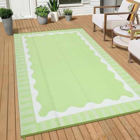 Garvee alfombra exterior frontal mostrando diseño scallop y beneficio estético