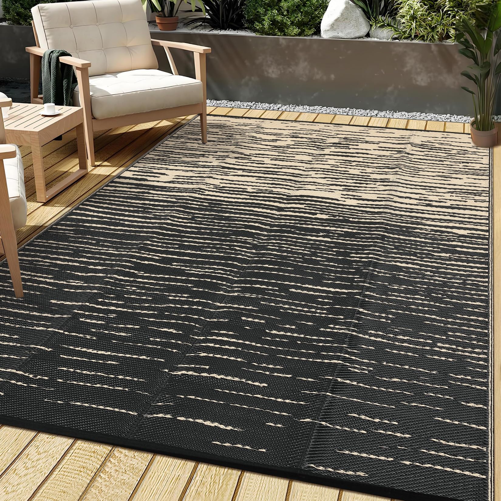 Garvee vista frontal de la alfombra 6x9 mostrando diseño moderno y beneficio estético