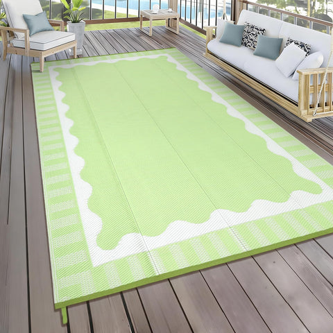 Garvee alfombra exterior frontal mostrando diseño y color verde resistente