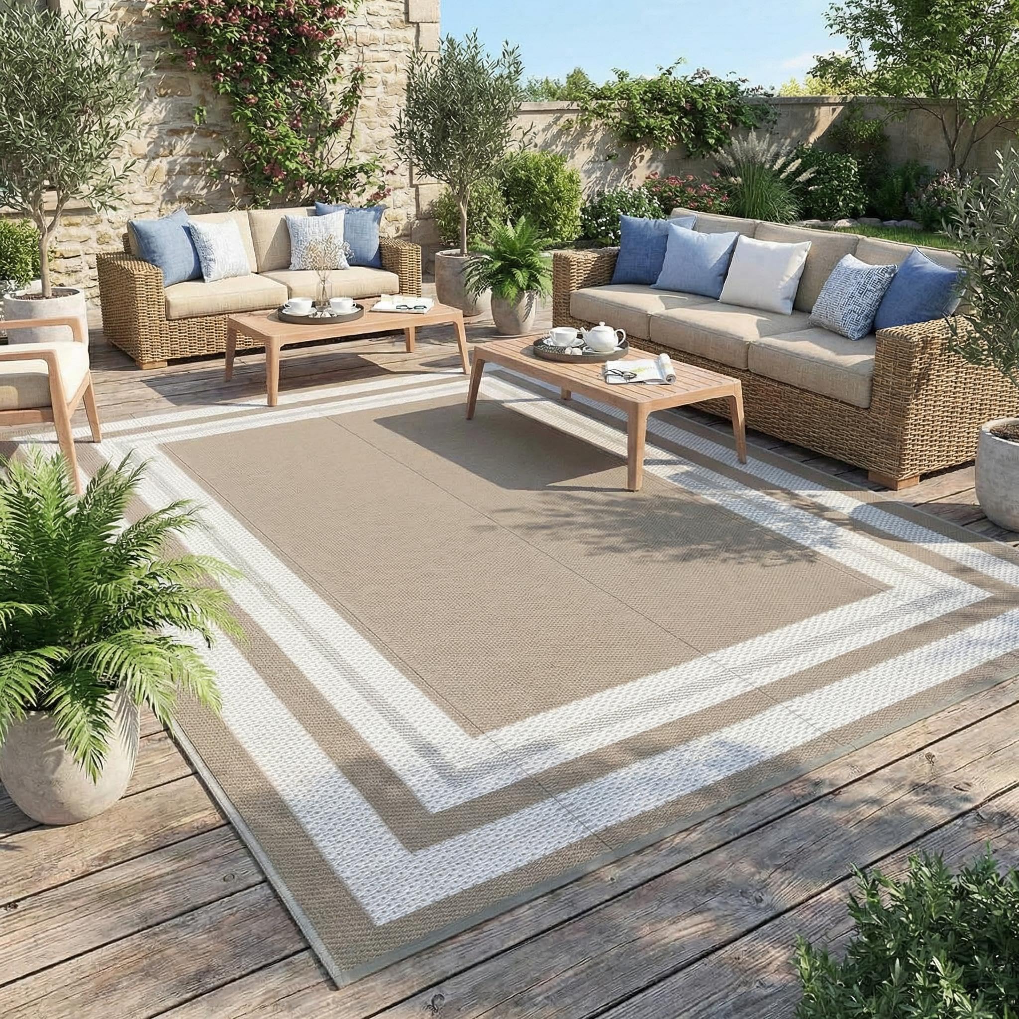 Garvee alfombra exterior frontal mostrando patrón y tamaño resistente