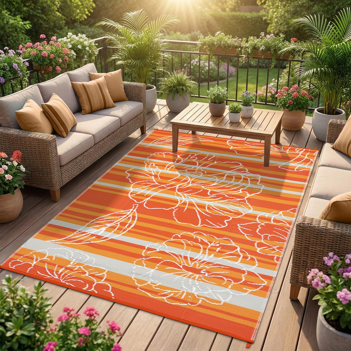 Garvee alfombra frontal mostrando diseño naranja y protección exterior