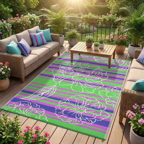 Garvee alfombra exterior frontal mostrando diseño verde y protección resistente