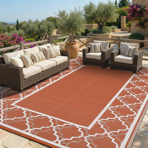 Garvee vista frontal de la alfombra exterior naranja, añade estilo al patio