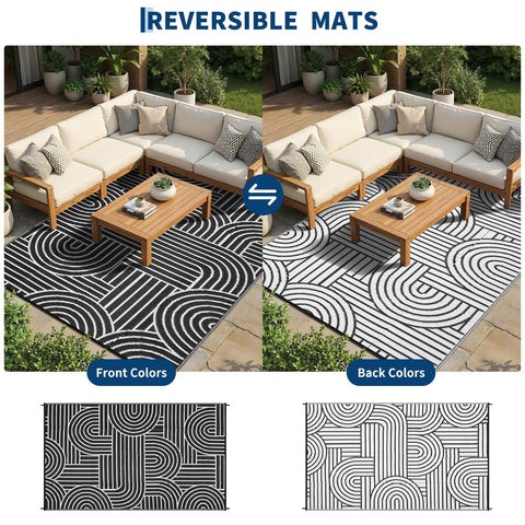 Garvee alfombra reversible mostrando segundo patrón y beneficio versatilidad