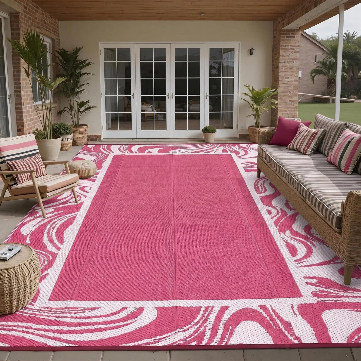 Garvee alfombra frontal rosa blanco mostrando diseño y beneficio estético