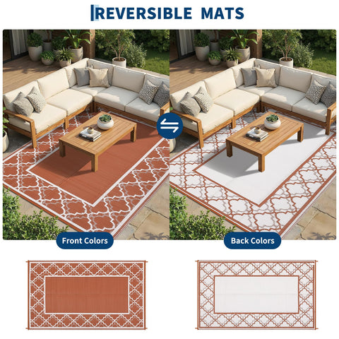 Garvee alfombra ubicada en patio con muebles, crea zona de reunión cómoda