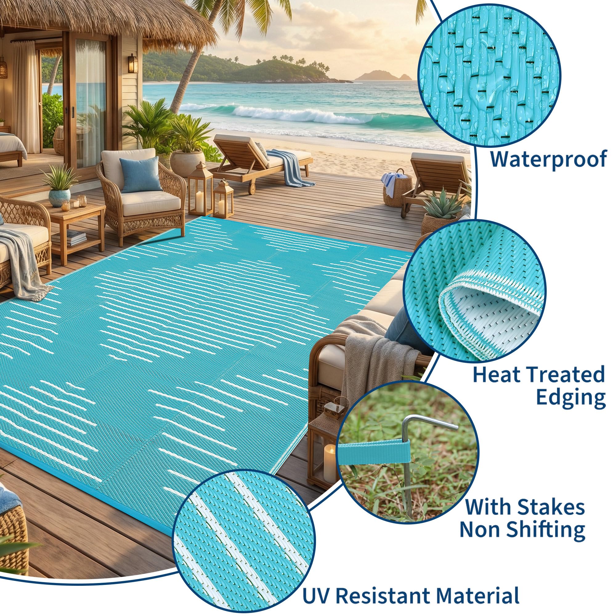 Garvee alfombra en playa con personas, portátil y resistente al agua
