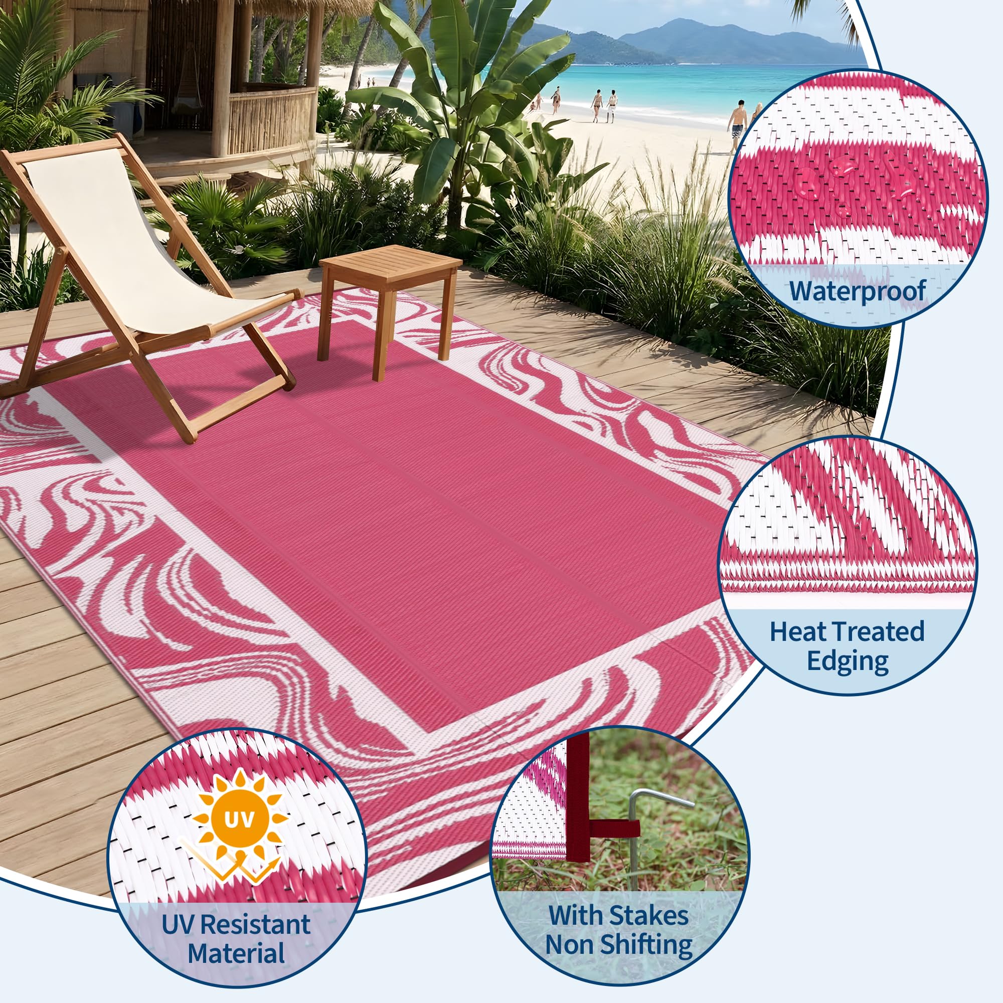 Garvee alfombra en porche con muebles demuestra resistencia y estilo exterior