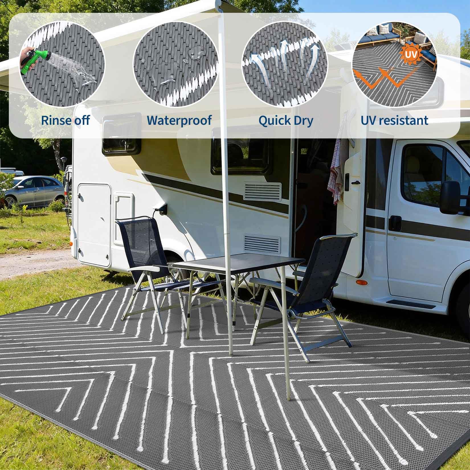 Garvee alfombra en balcón con muebles, protección de suelo y estilo