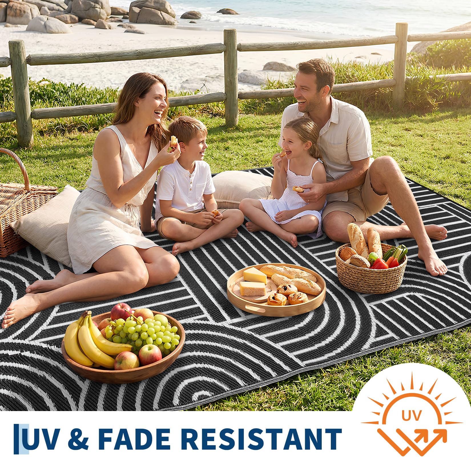 Garvee esquinas con lazos y estacas mostrando fijación estable en exterior