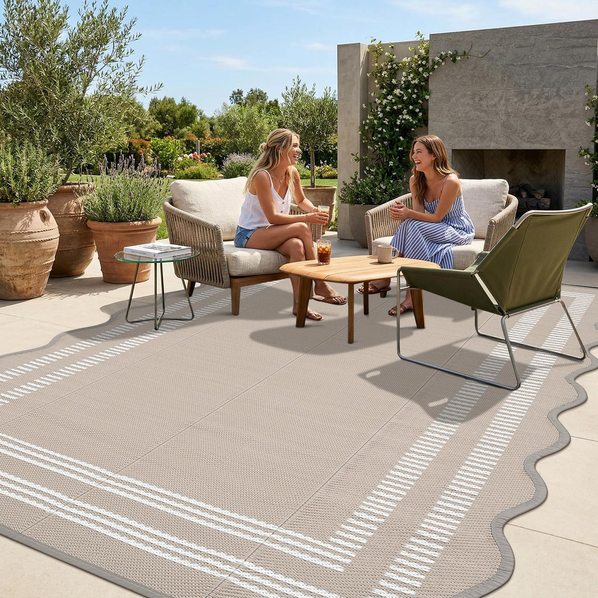 Garvee frente de alfombra 8x10 realzando patio, resistente y decorativa
