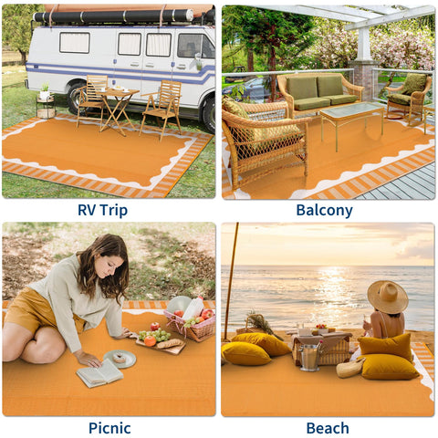 Garvee alfombra con mesa y sillas resaltando compatibilidad con mobiliario exterior