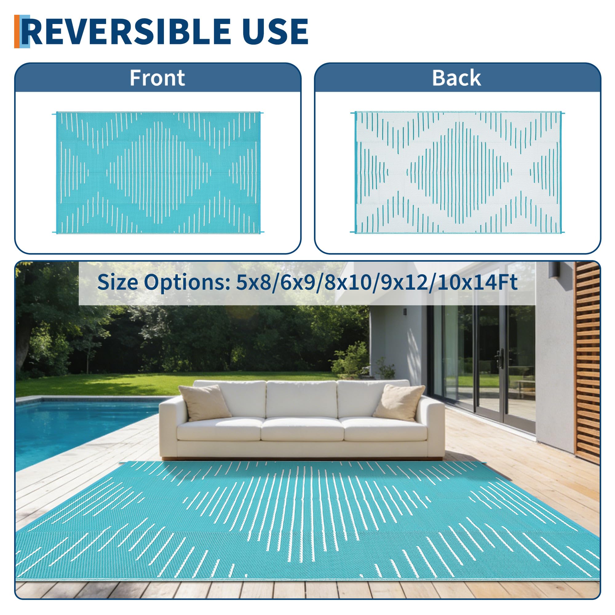 Garvee alfombra en patio bajo mesa, cómoda y fácil de limpiar