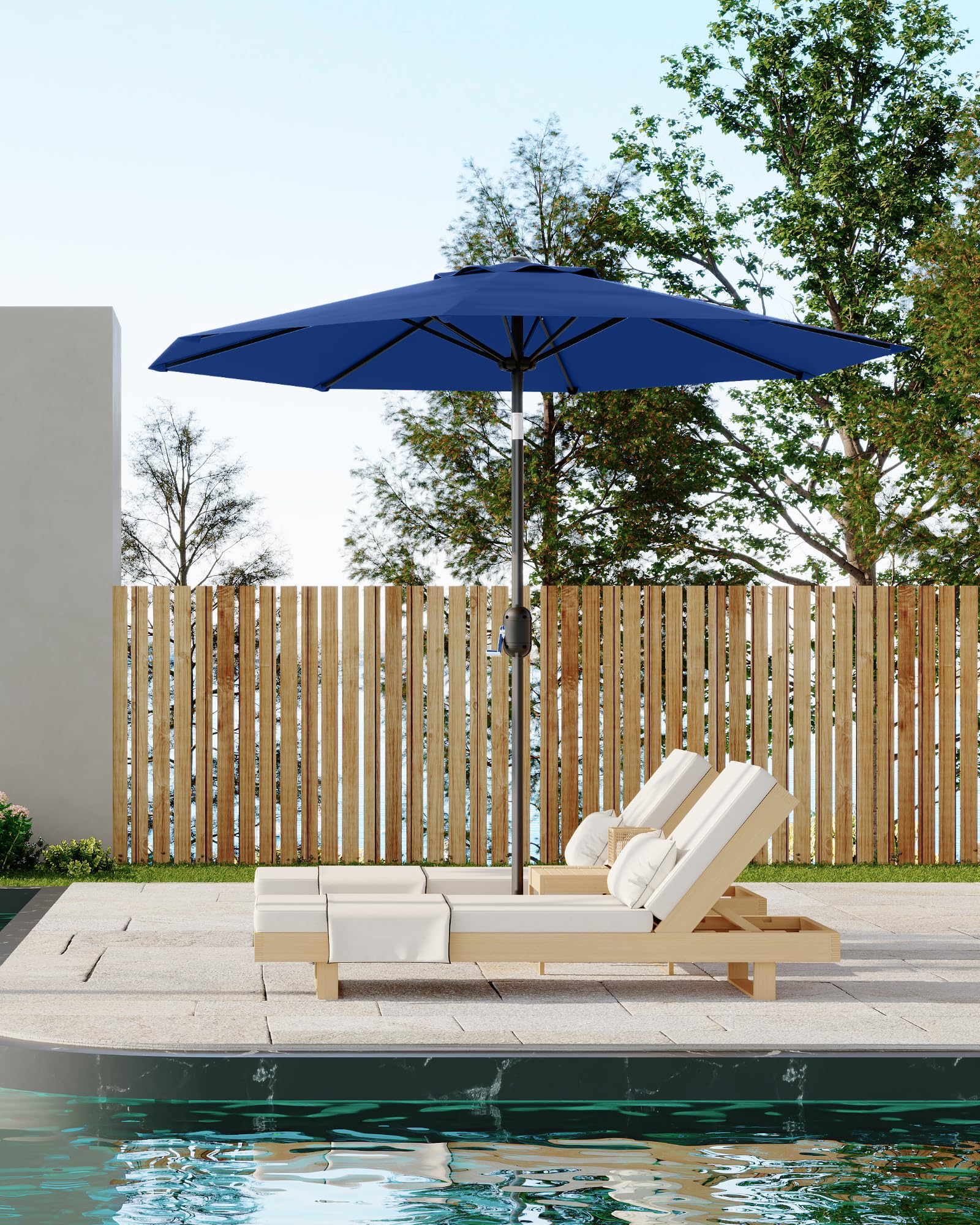 GarveeLife sombrilla en terraza junto a piscina creando ambiente cómodo