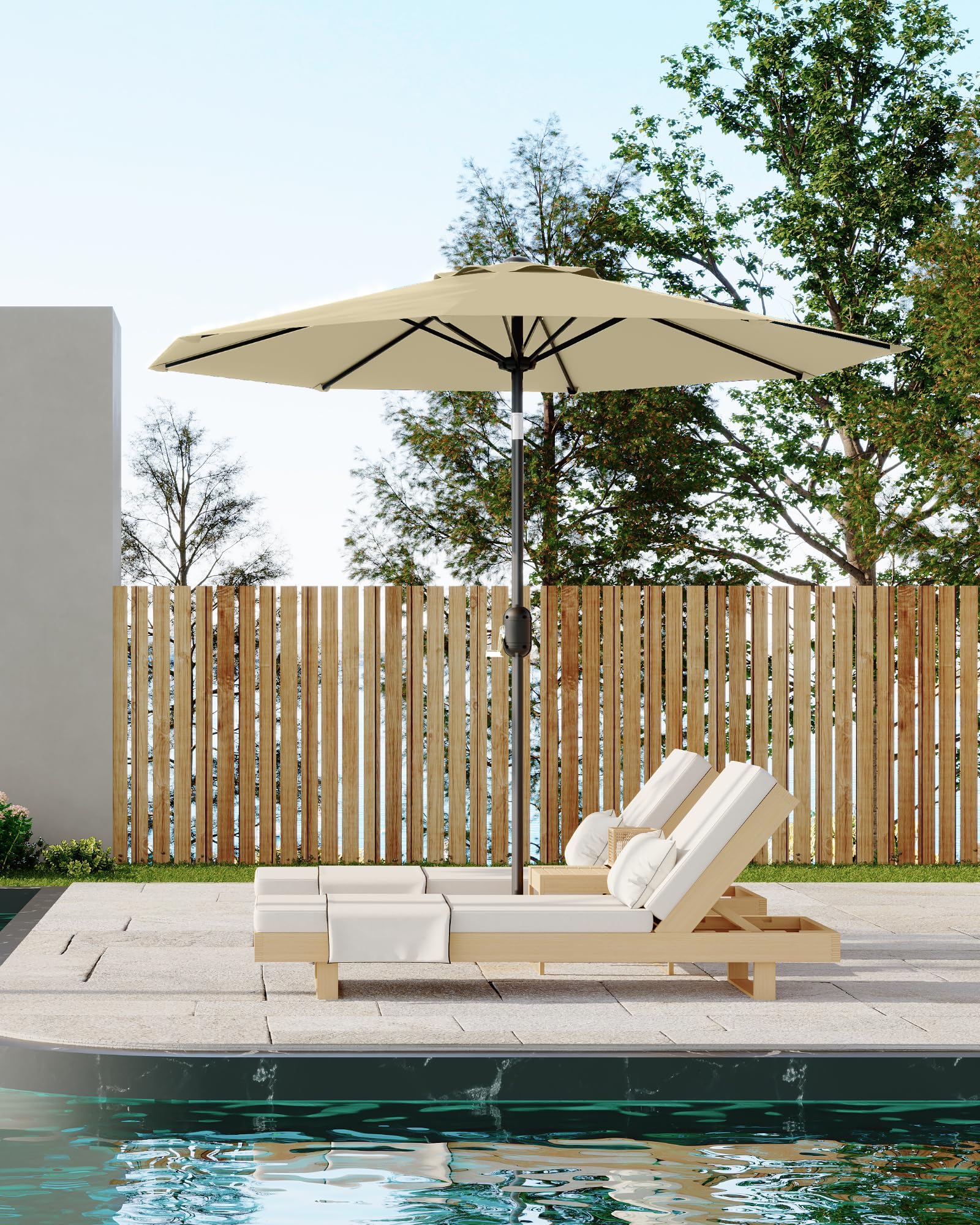 GarveeLife ambiente junto a piscina mostrando sombra y confort exterior