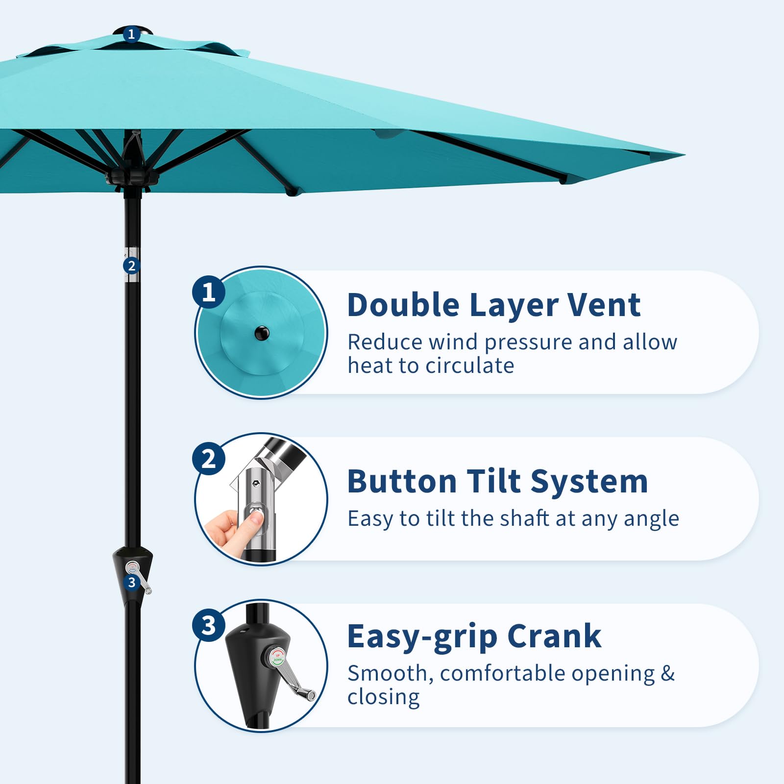 GarveeLife parasol abierto junto a piscina para sombra cómoda