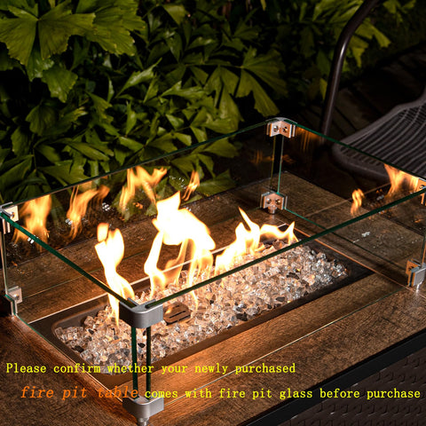GASPRO vidrio en mesa con fuego, llamas más visibles y aspecto elegante
