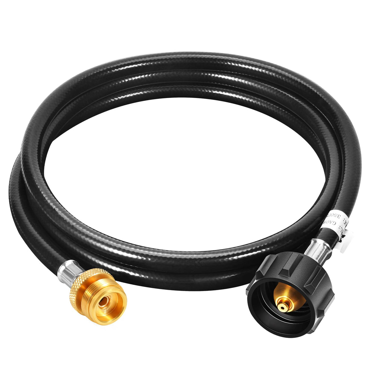 GasSaf manguera adaptadora frontal mostrando longitud y conectores, aumenta versatilidad