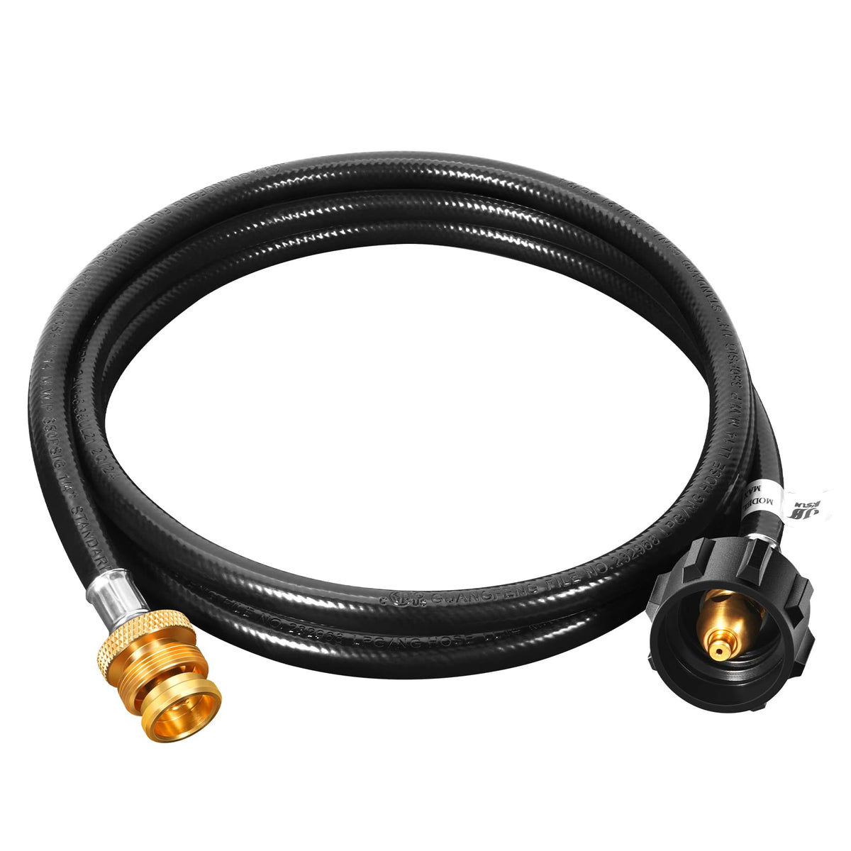 GasSaf manguera frontal y empaque mostrando compatibilidad