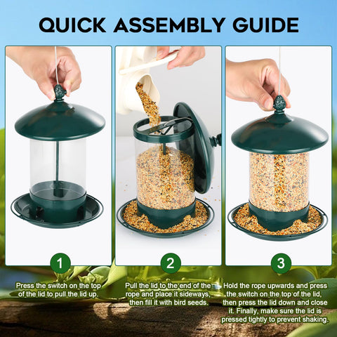 Gbekery comedero instalado en jardín creando ambiente de observación de aves