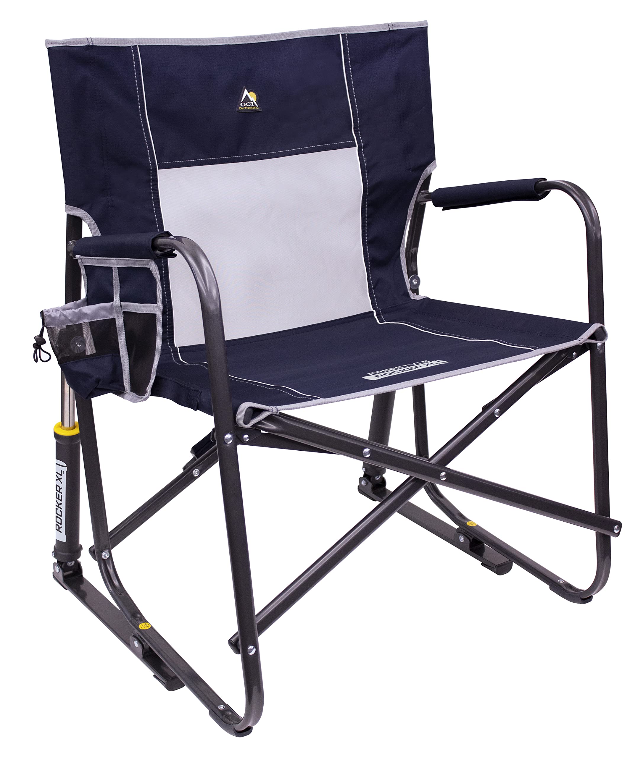 GCI Outdoor vista frontal de la silla Indigo Blue con amplio asiento y soporte