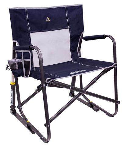 GCI Outdoor vista frontal de la silla Indigo Blue con amplio asiento y soporte