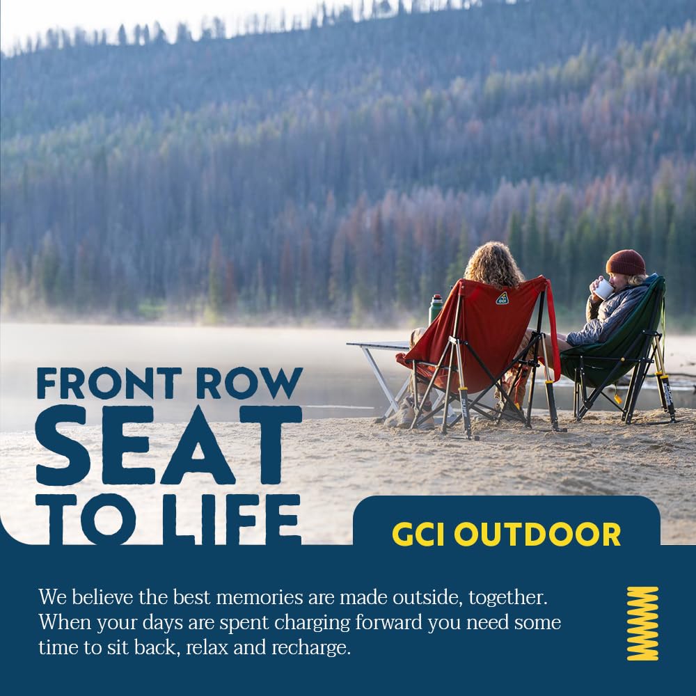 GCI Outdoor Puff Rocker detalle de la base Spring-Action para balanceo suave