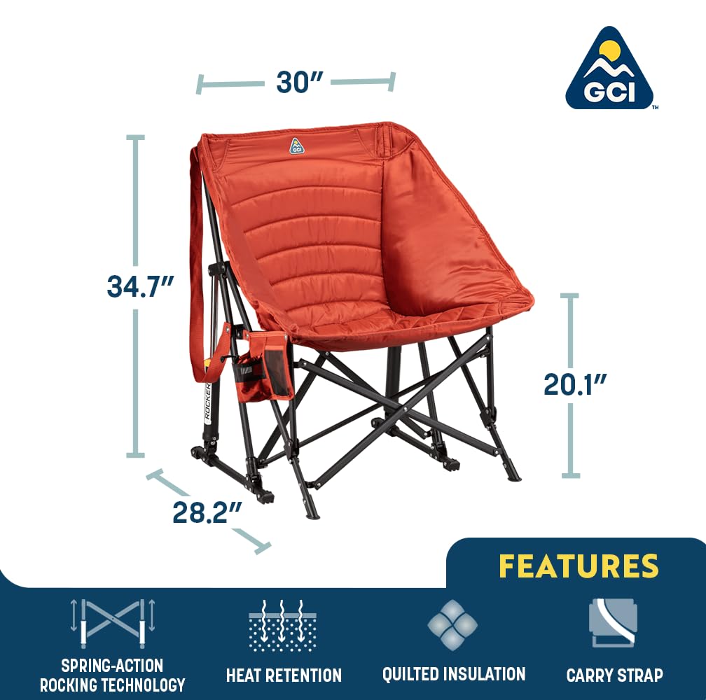 GCI Outdoor Puff Rocker plegada lista para transportar y ahorrar espacio