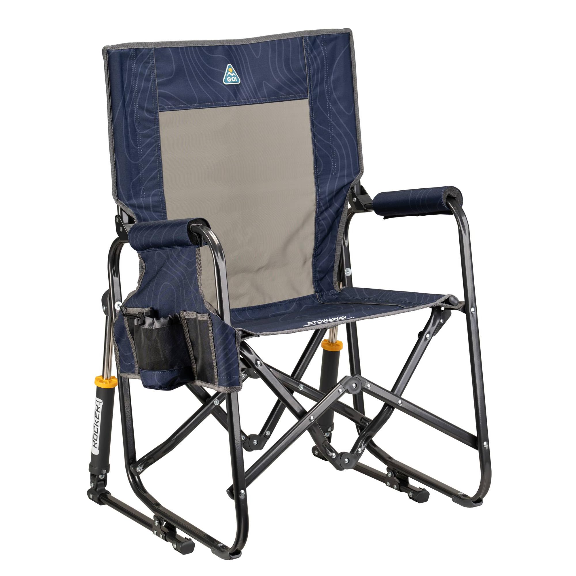 GCI Outdoor silla Stowaway Rocker frontal mostrando diseño y estabilidad