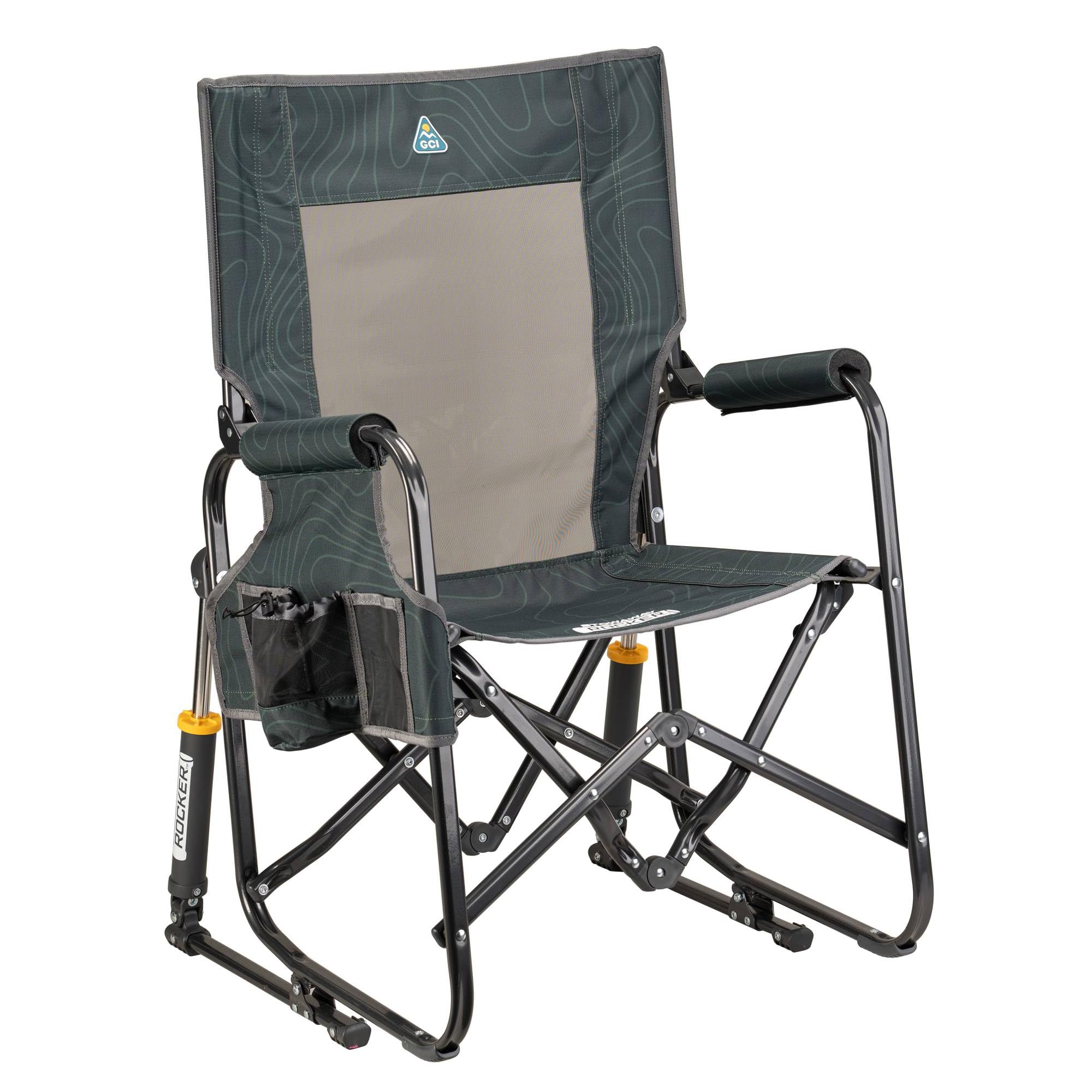 GCI Outdoor Stowaway Rocker vista frontal mostrando su estabilidad y diseño