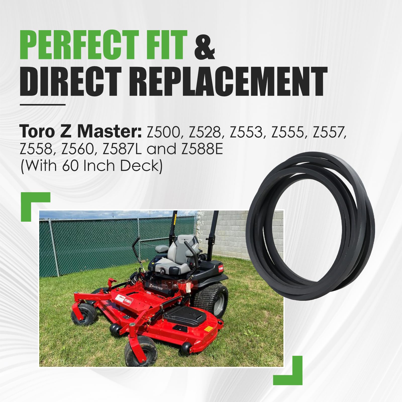 GEATaaT correa instalada en deck Toro demostrando transferencia de potencia estable