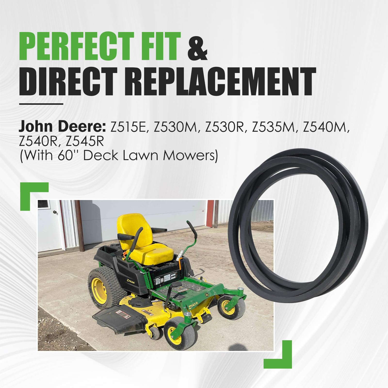 GEATaaT correa M172963 instalada en plataforma John Deere demostrando ajuste directo