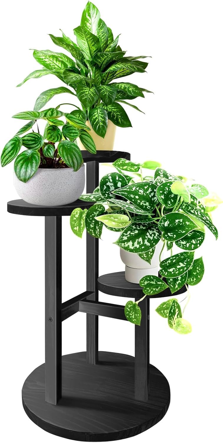 GEEBOBO vista frontal del soporte de 3 niveles, aspecto estable y decorativo