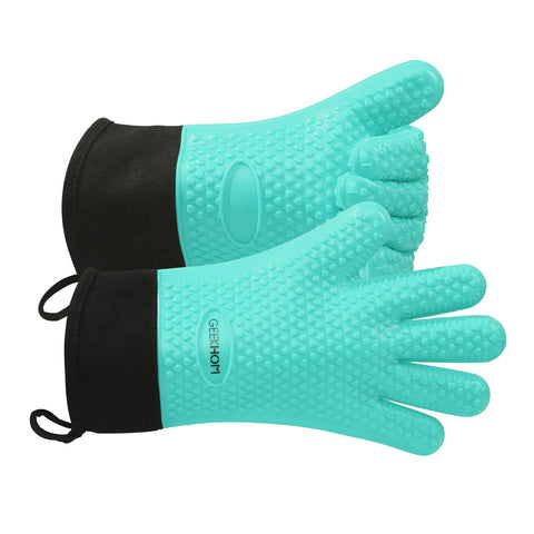 GEEKHOM guantes bbq vista frontal y diseño moderno protegen manos