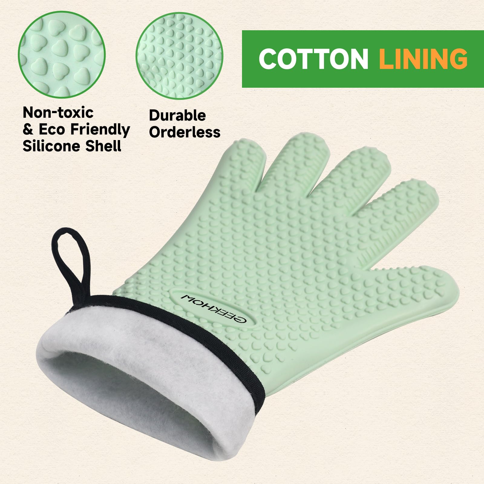GEEKHOM guantes junto a una regla para comparar tamaño práctico