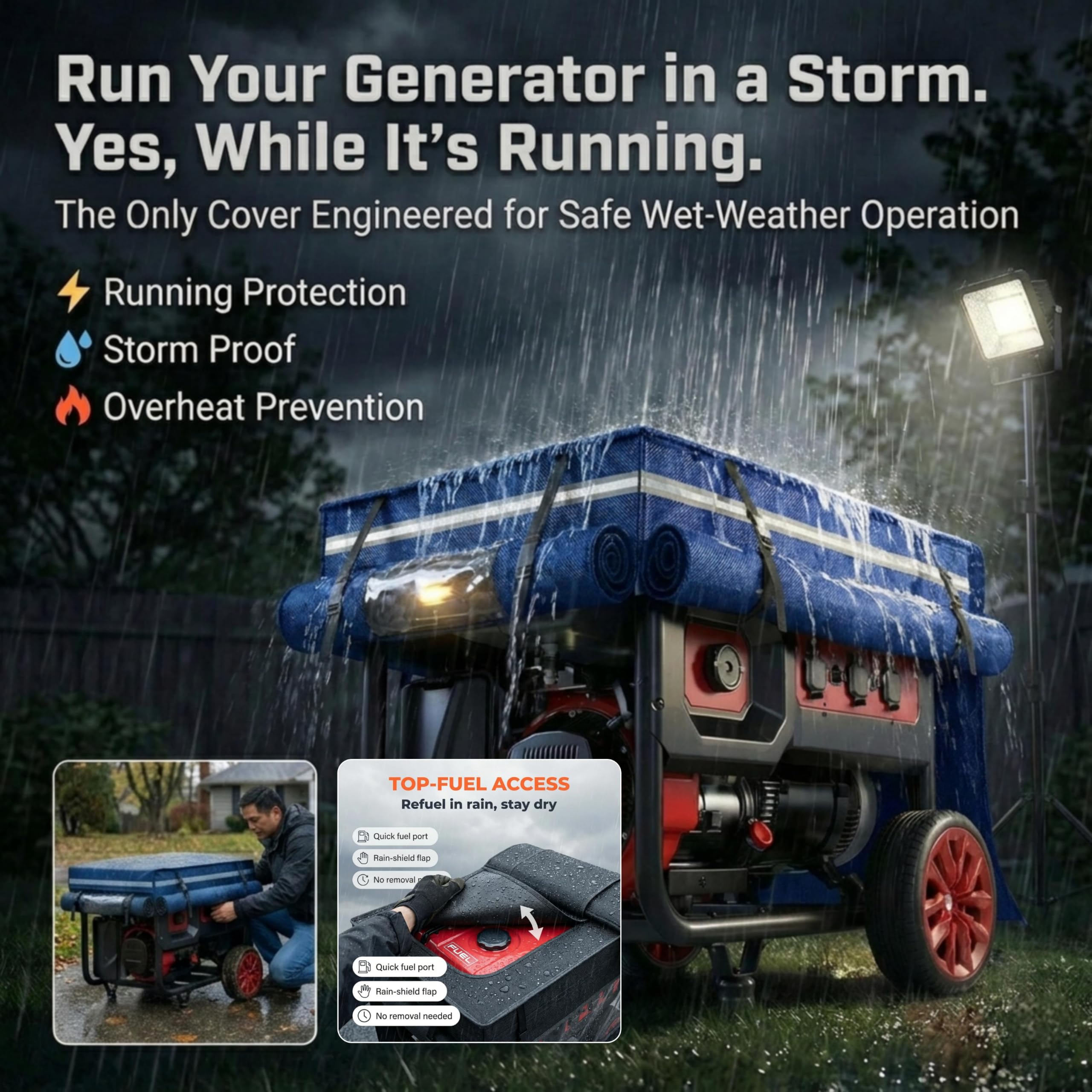 GEHENG funda en uso mientras el generador funciona, seguridad en exteriores
