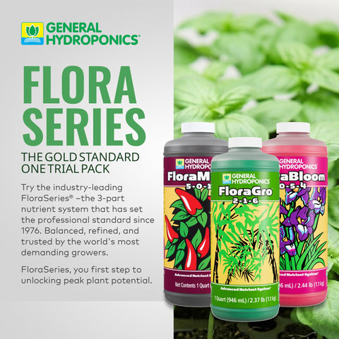 General Hydroponics etiqueta en primer plano con información de nutrientes y lectura fácil