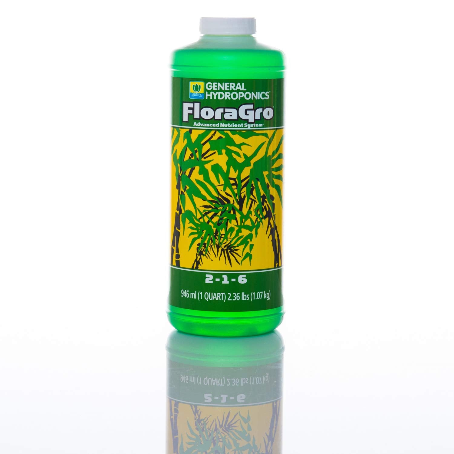General Hydroponics comparación de tamaño de botellas de 1 qt para planificación del cultivo