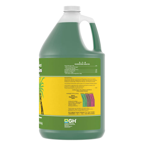 General Hydroponics floragro primer plano de la etiqueta con instrucciones legibles