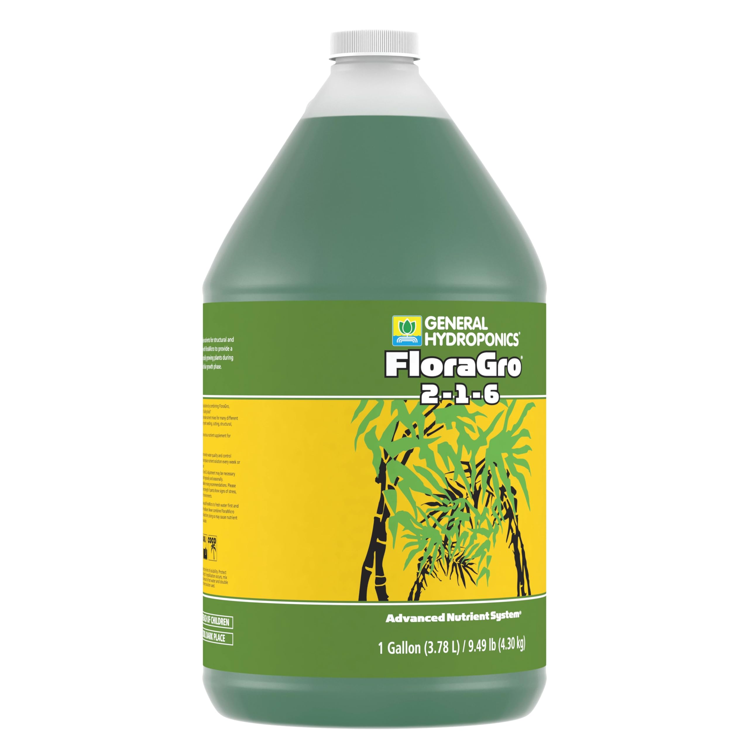 General Hydroponics floragro líquido vertiéndose mostrando textura y fácil mezclado