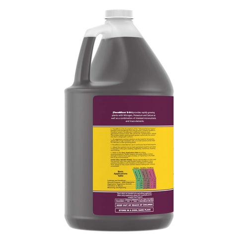 General Hydroponics etiqueta de FloraMicro con lista de ingredientes y beneficios